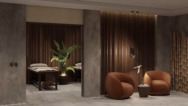 Calm spa lounge with chairs